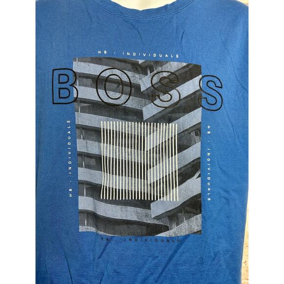 Men's Boss Hugo Boss Mercerised Tiburt Blue T-Shirt Sz Medium Short Sleeve Tee - Picture 4 of 10